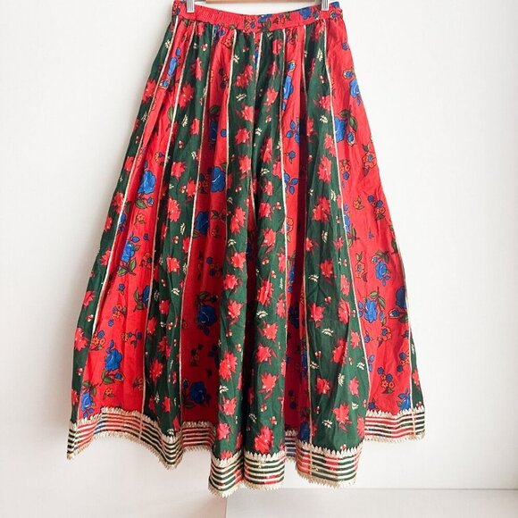 Wide Leg Multicolour Super Wide Leg Palazzo Floral Ethnic Style Pants M - Picture 2 of 12